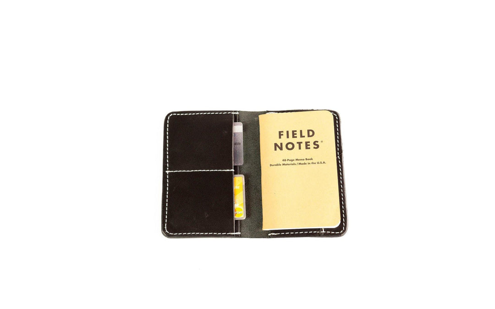 Wayfaring carry wallet, open design with card slots and Field Notes cover