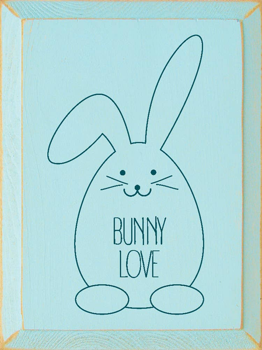 Rabbit wall art with 'BUNNY LOVE' lettering