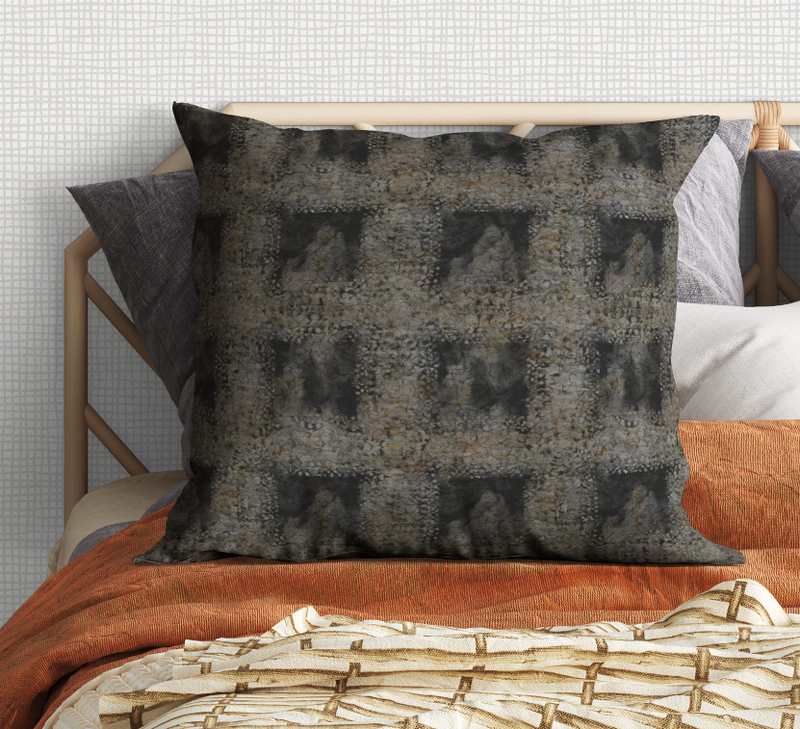 Dark mottled abstract throw pillow, square shape