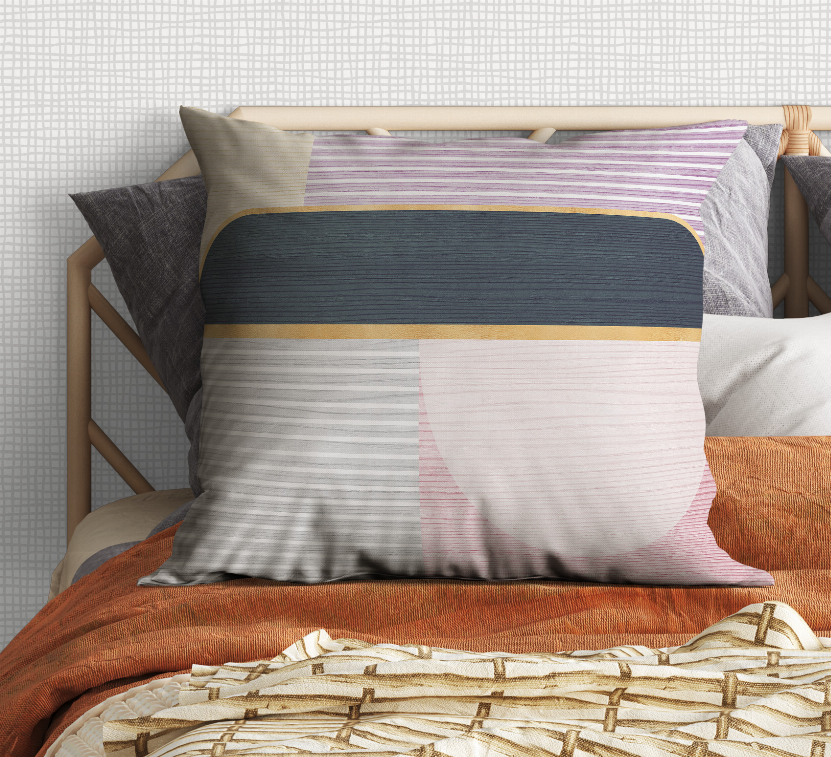 Blankets2U multicolor striped pillow with dark teal horizontal stripe and lavender accents