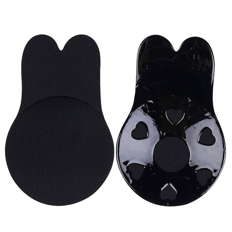 Black bunny-ear lift bra inserts, close-up of matte and glossy sides