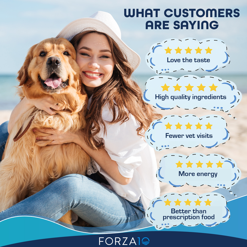 Dog and woman sitting with a bowl, hypoallergenic canned dog food shown nearby