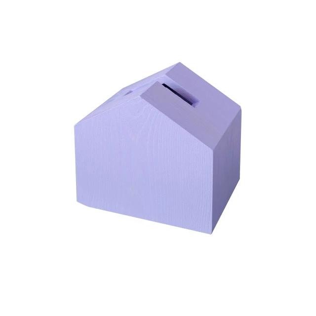 Lavender tissue box cover with rectangular top slot