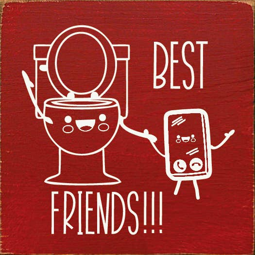 Best Friends (image of toilet and phone) - Home Decor