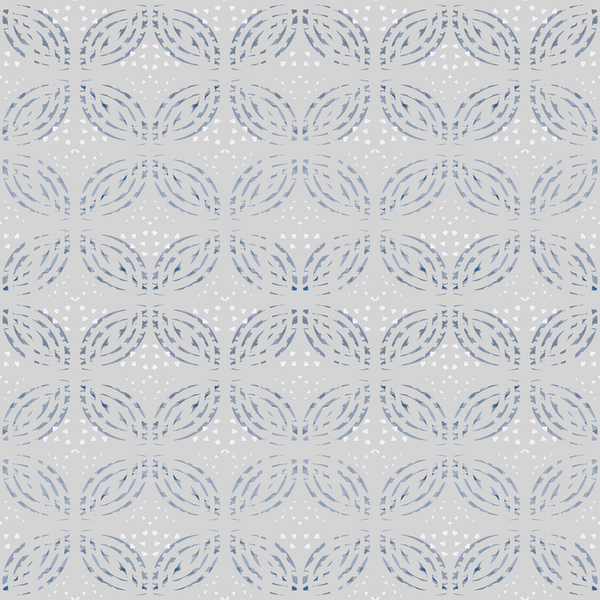 Peel-and-stick wallpaper sheet with repeating light blue and gray circular pattern