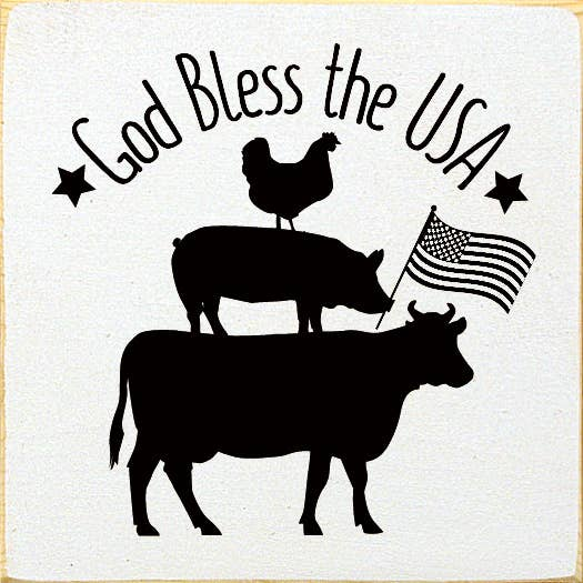 God Bless The USA Animals graphic T-shirt design with farm animals and flag