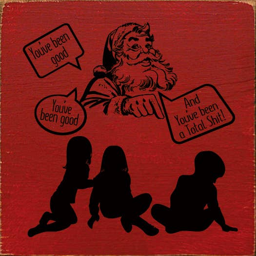 Red graphic design patch with cat silhouette and speech-bubble text, seated poses