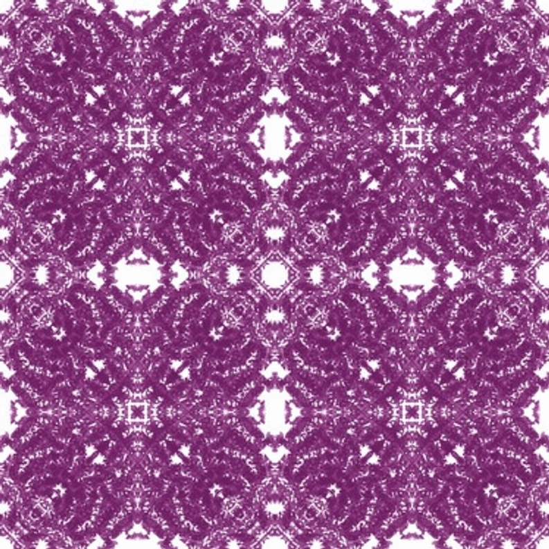 Purple lace-pattern designer wallpaper with repeating floral medallion tiles