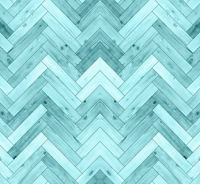 Teal wood-plank chevron peel-and-stick wallpaper panel pattern close-up