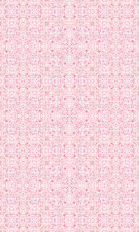Pink floral speckled rug texture with tiny red and white circle motifs