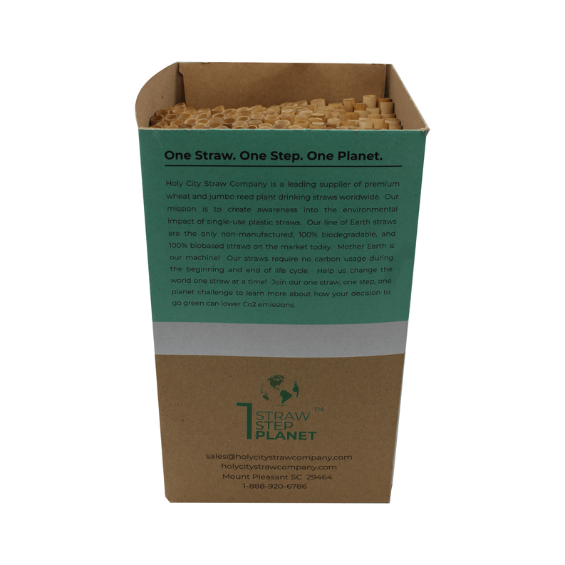 Reed drinking straws in cardboard case packaging, 250-count pack.
