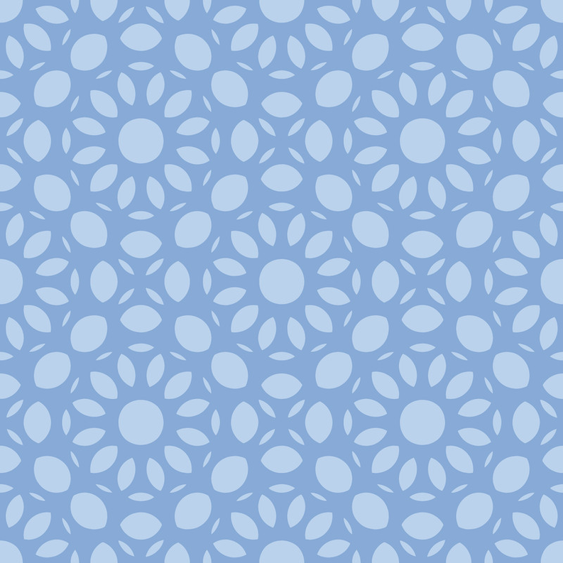 Peel-and-stick floral wallpaper with repeating light-blue leaf and oval pattern
