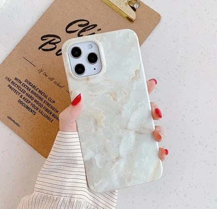 iPhone X/Xs marble phone case, light cream with pale gold veining, camera cutouts