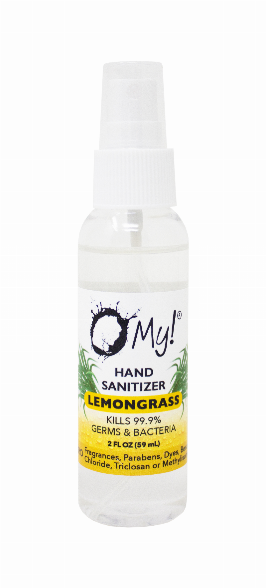 Hand sanitizer bottle front view with white pump cap and Lemon disinfectant label