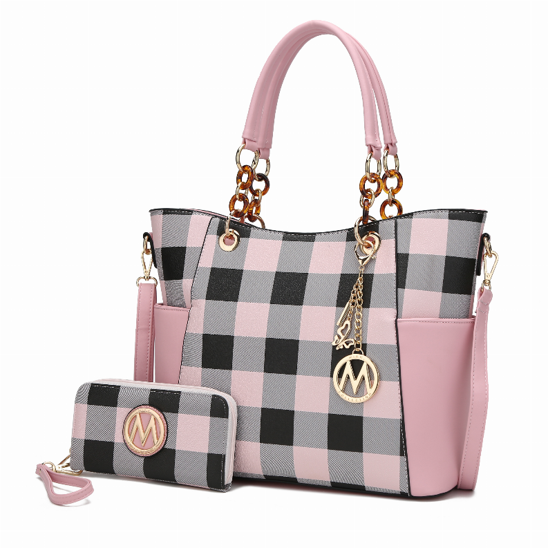 Bonita Checker Tote Bag & Wallet - Bags & Wallets