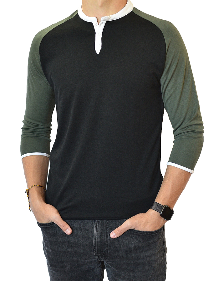 3/4 Sleeve Henley - Men's | Clothing, Male, Men s