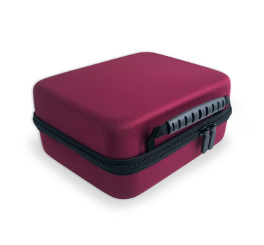 Raspberry battery storage case with zipper and side vent slots.