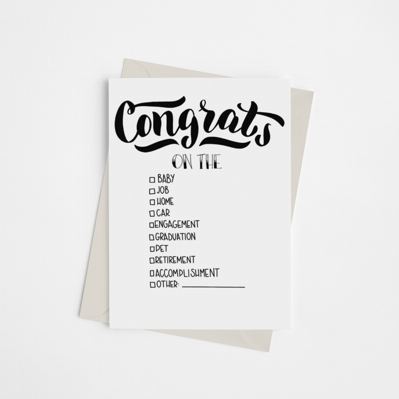 "Congrats.." Checklist - Greeting Card - Pack of 5 - Apparel and Accessories