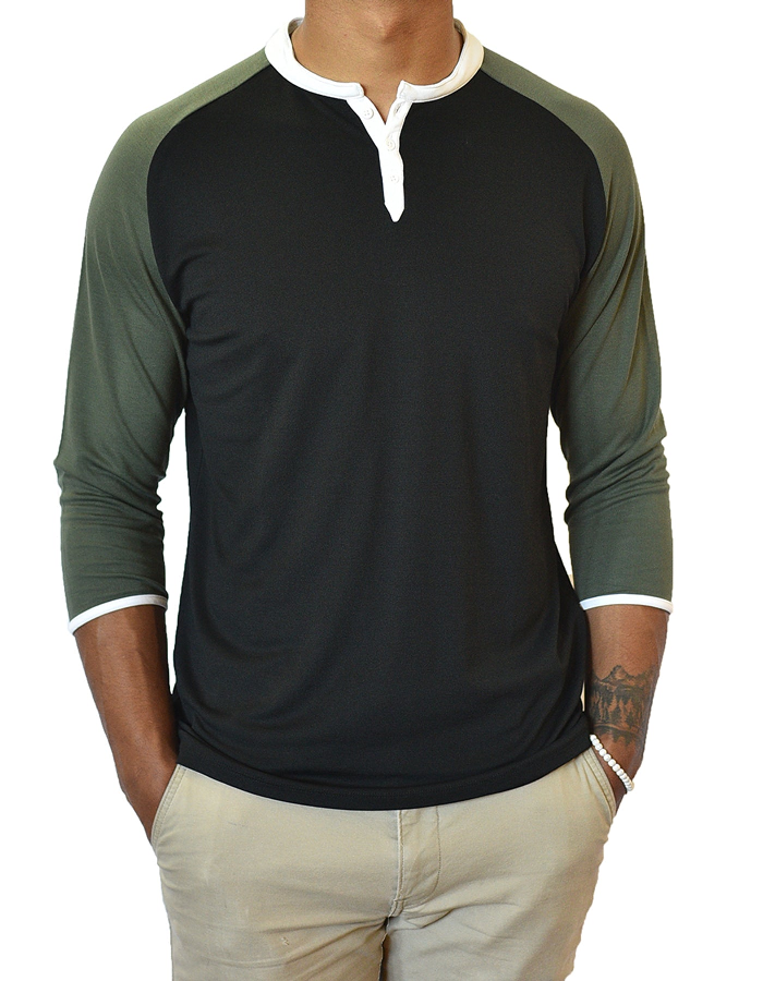 3/4 Sleeve Henley - Men's | Clothing, Male, Men s