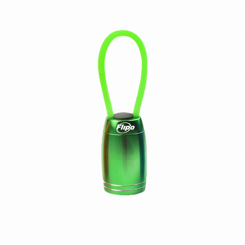 Green COB LED loop key light with neon green hanging ring and metal top