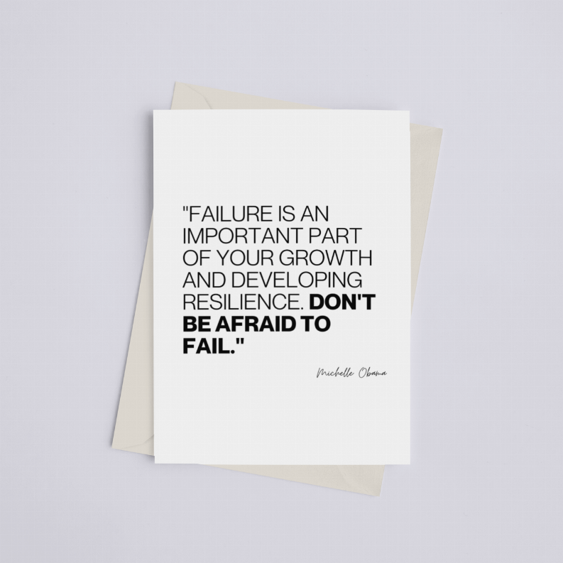 "Don't Be Afraid to Fail" Michelle Obama Quote - Greeting Card - Pack of 3 - Apparel and Accessories
