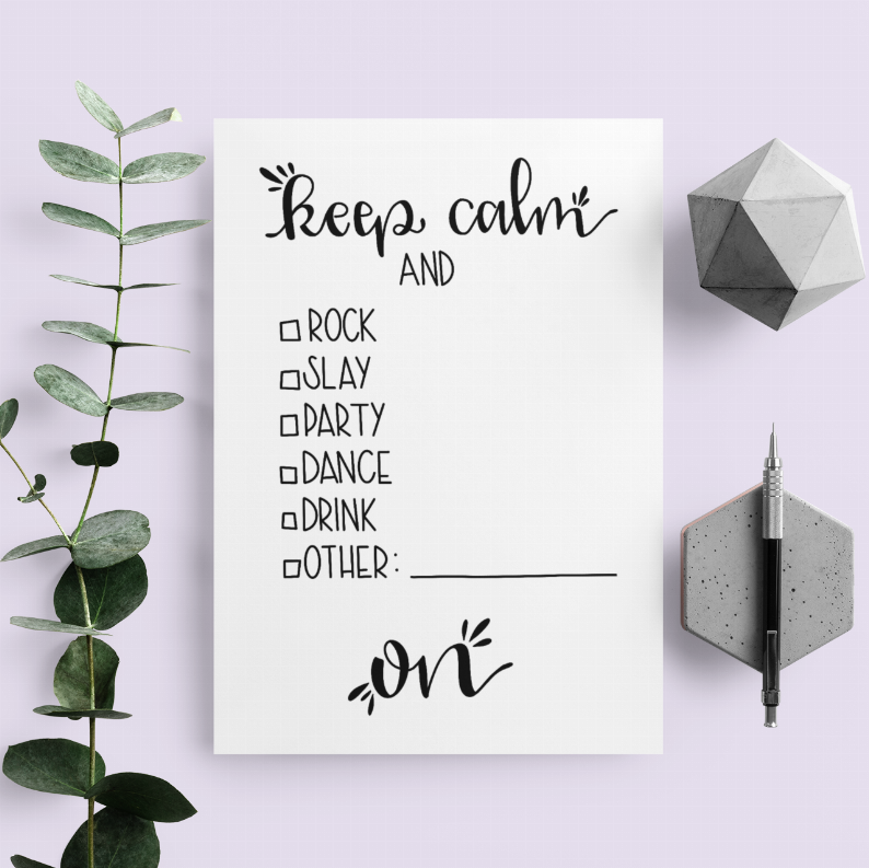 "Keep Calm and..." Checklist - Greeting Card - Pack of 10 - Apparel and Accessories