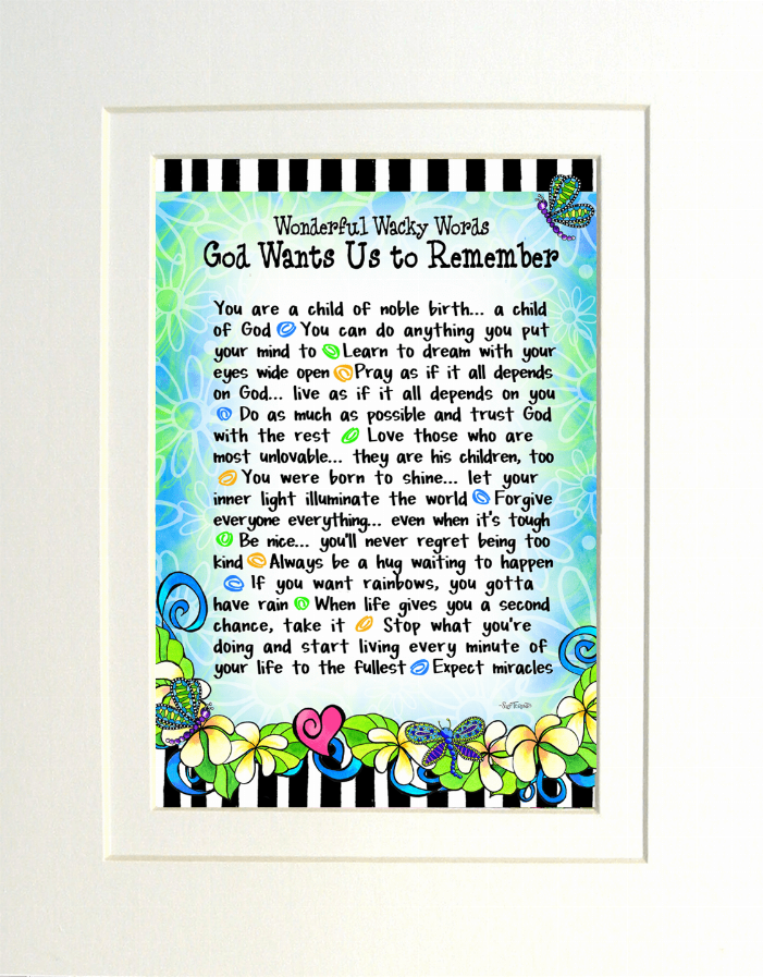 Framed inspirational quote wall art with colorful butterflies and flowers border