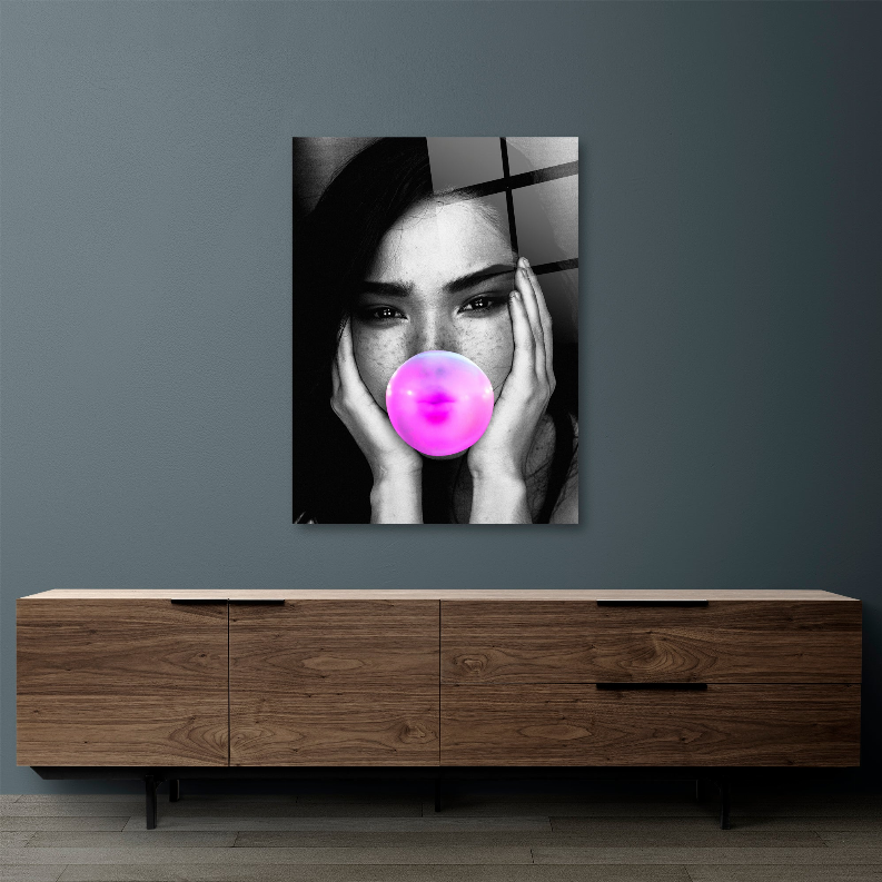 Black White Women Gummy Glass Wall Art - 1 / 11.8" x 17.7" Inches - Home Decor