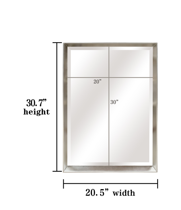 Silver tray frame rectangular wall mirror, 20.5" width and 30.7" height