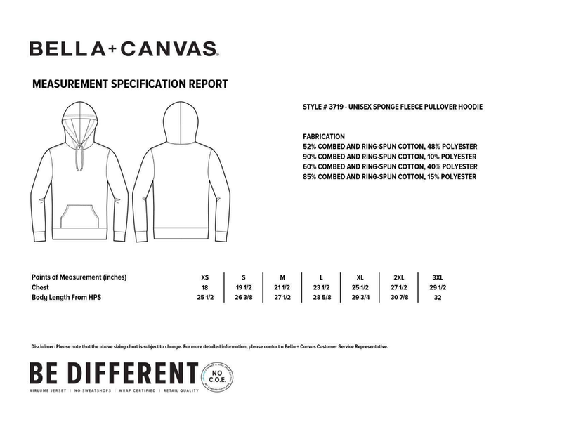 Sweatshirt measurement specification diagram and fabric composition report.