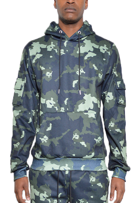 Camo Pullover Hoodie - Olive / 1 / M - Unisex Fashion