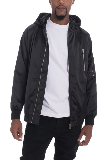 Bourne Hooded Satin Windbreaker - BLACK / 1 / L - Unisex Fashion