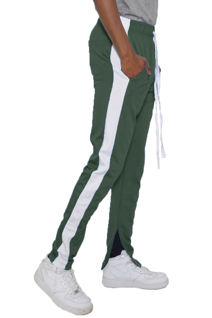 Classic Slim Fit Track Pants - OLIVE WHITE / 1 / XL - Unisex Fashion