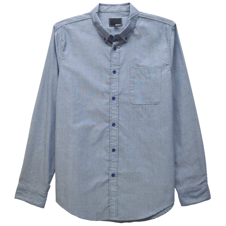 Light blue long-sleeve button-up shirt with chest pocket