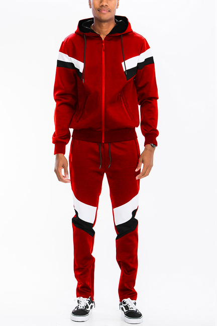 Chevron Track Set - Red Black / 1 / L - Unisex Fashion