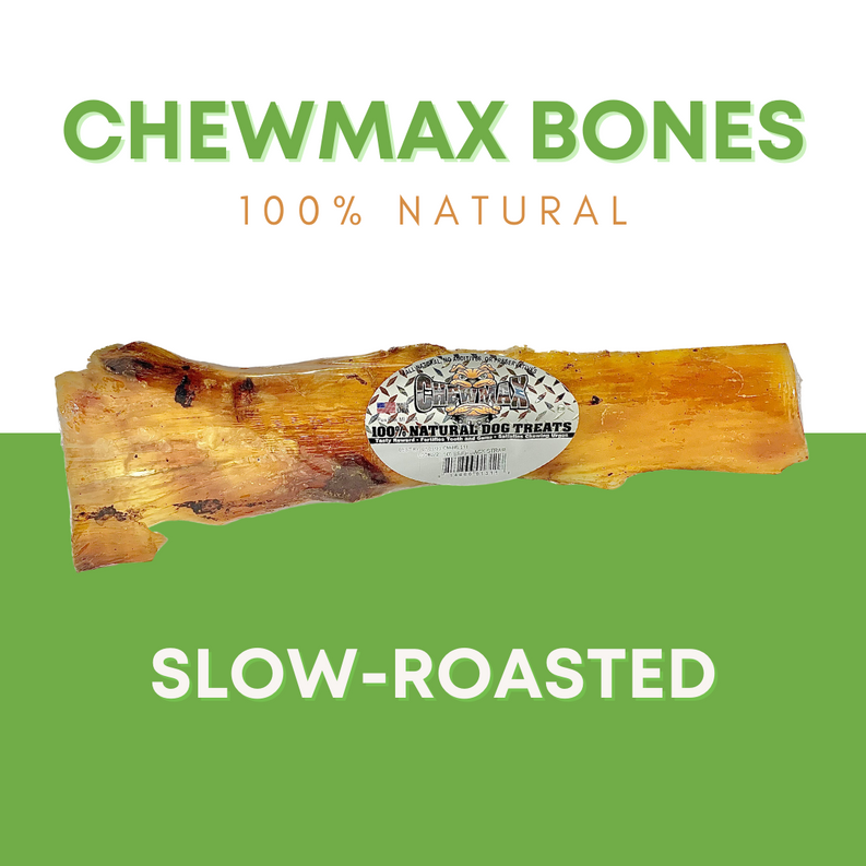 10-inch slow-roasted beef back strap dog bone with Natural Dog Treats label