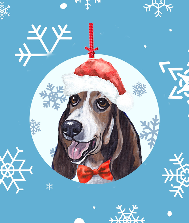 Basset Hound -   Hippie Hound Studios Christmas Tree Ornament - 1 - Christmas Décor