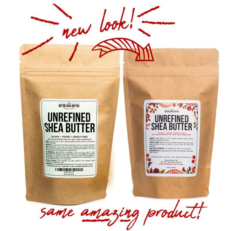 Two kraft paper pouches of shea butter