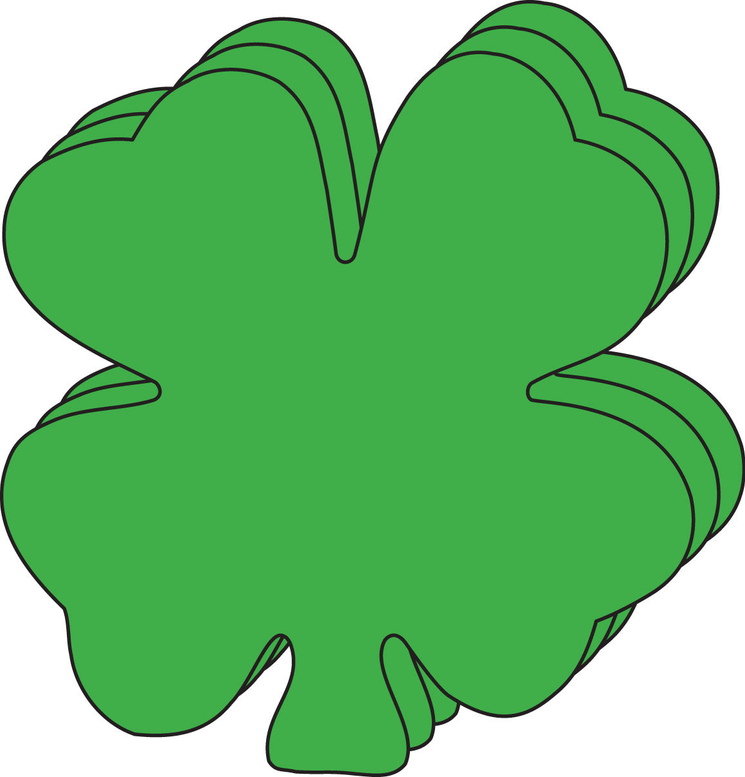 Large green foam shamrock cut-out with thick black outline
