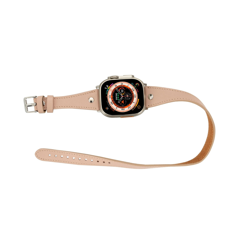 Basin Double Tour Leather Bands for Apple Watch Ultra,8,7 and SE - Pink / 1 / 49mm / 45mm / 44mm / 42mm - Device Accessories