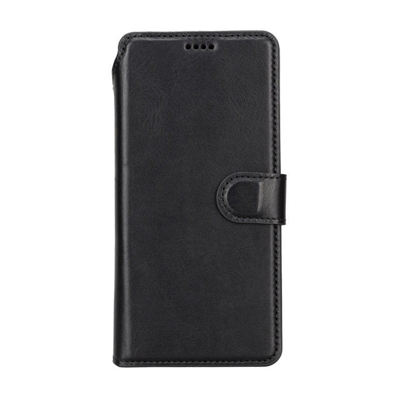 Sheridan leather detachable wallet phone case for Google Pixel 5, black with side fastening tab
