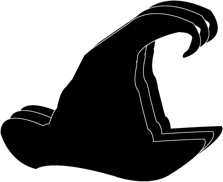 Black witch hat foam cut-out silhouette with curled brim