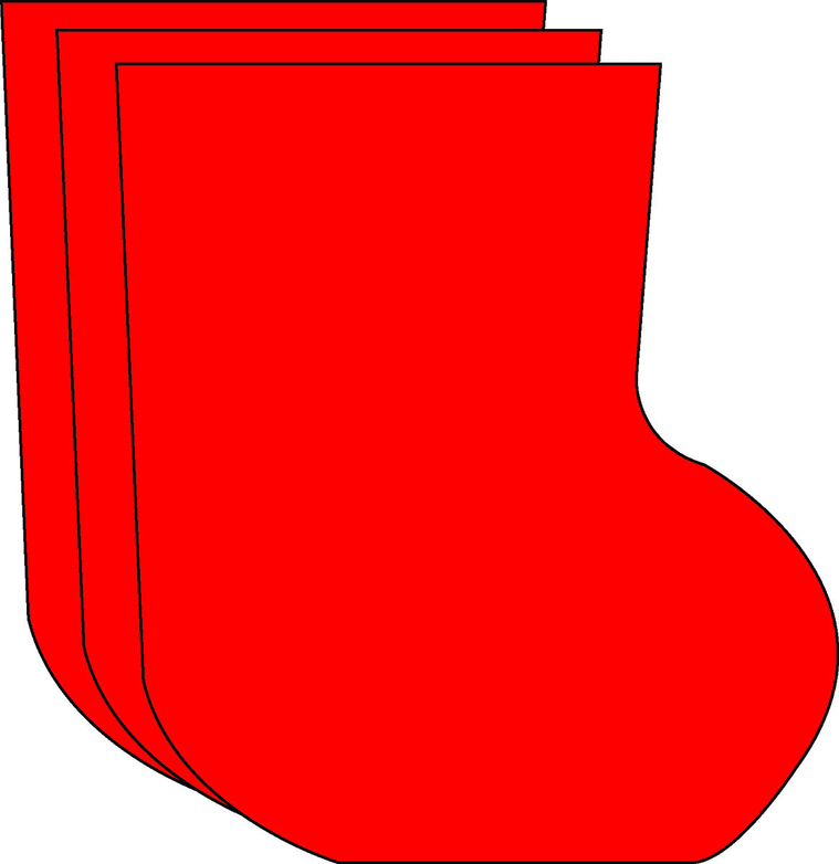 Red foam stocking-shaped cut-out, large single piece with cut edges