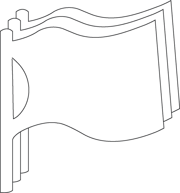 Large foam cut-out flag banner shapes with wavy edges, stacked