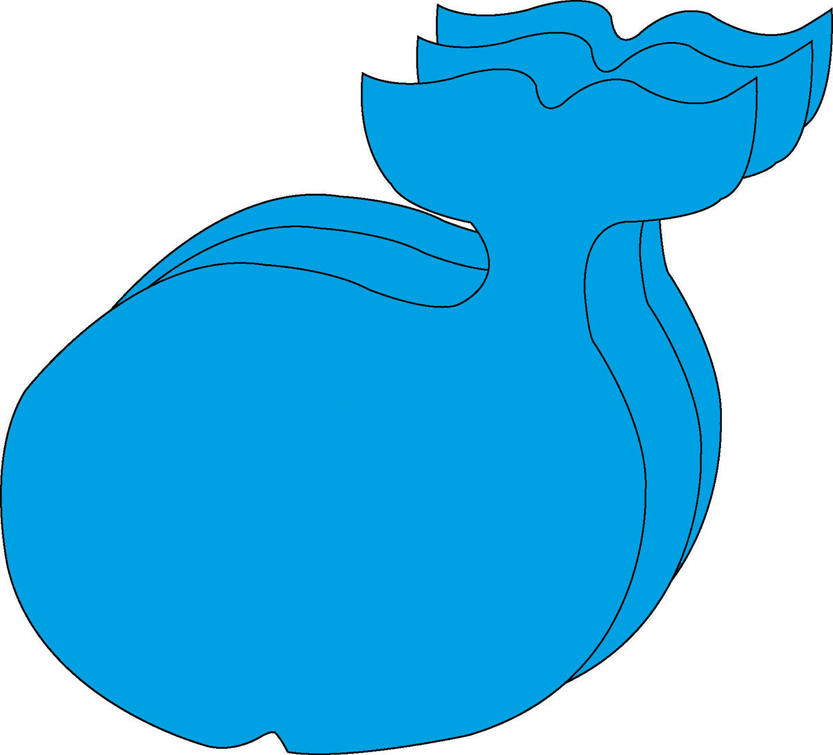 Large blue whale-shaped foam cut-out