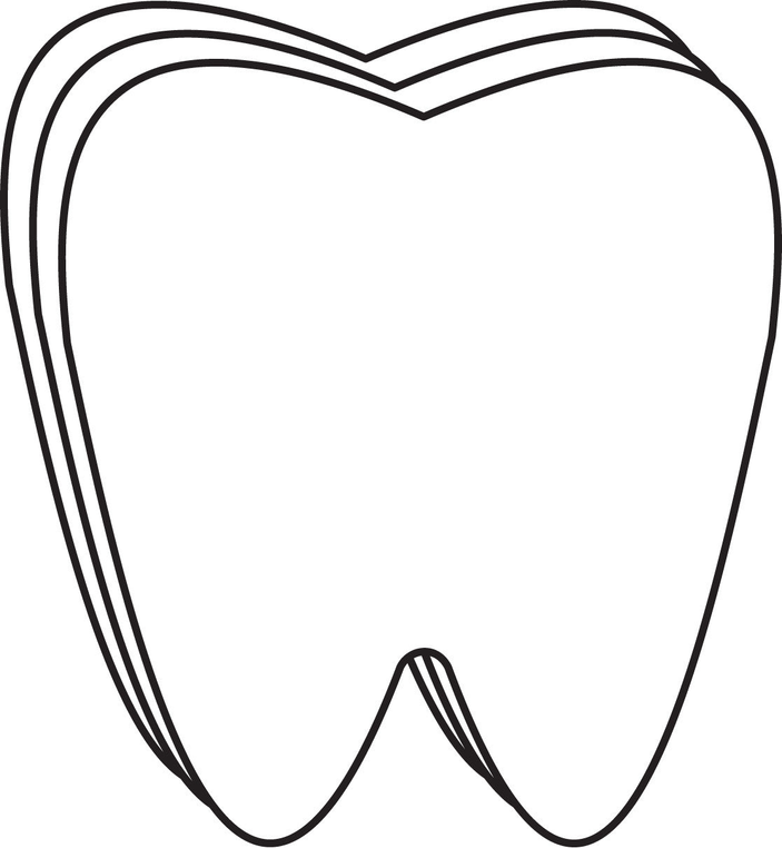 Large white tooth-shaped foam cut-out, curved double outline