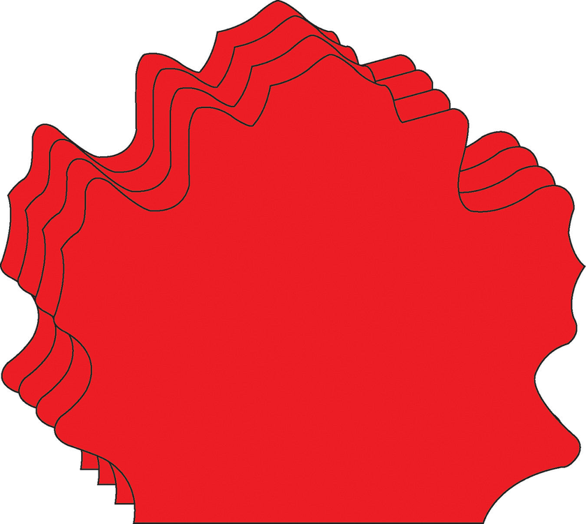Large red foam cut-out silhouette with wavy edges