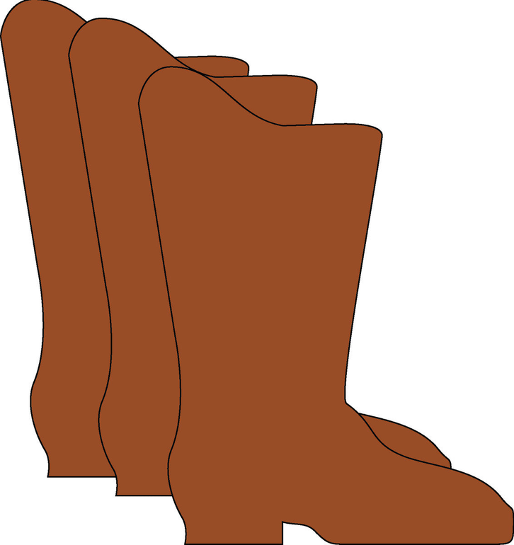 Large single-color foam boot cut-outs, three layered brown boots