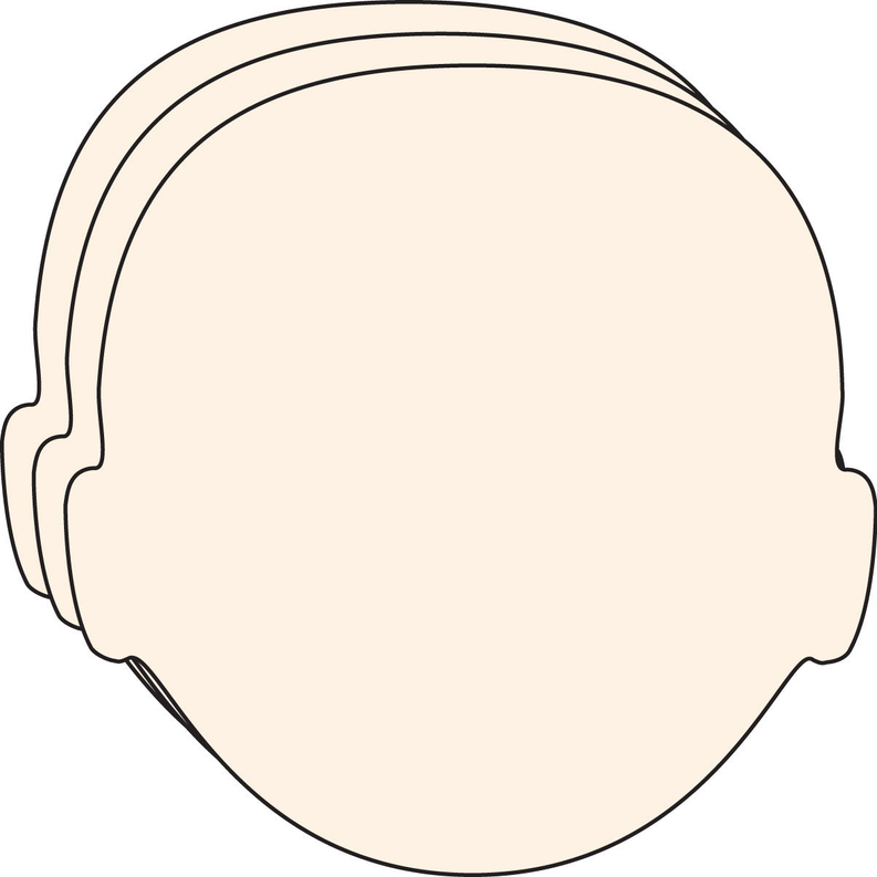 Large cream foam cut-out head silhouette, single color