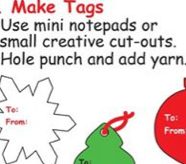 Snowflake foam cut-outs with note tag template and hole-punch guide